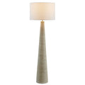 Saylor Carved Ribbed Wood Floor Lamp With Drum Shade - White Gray
