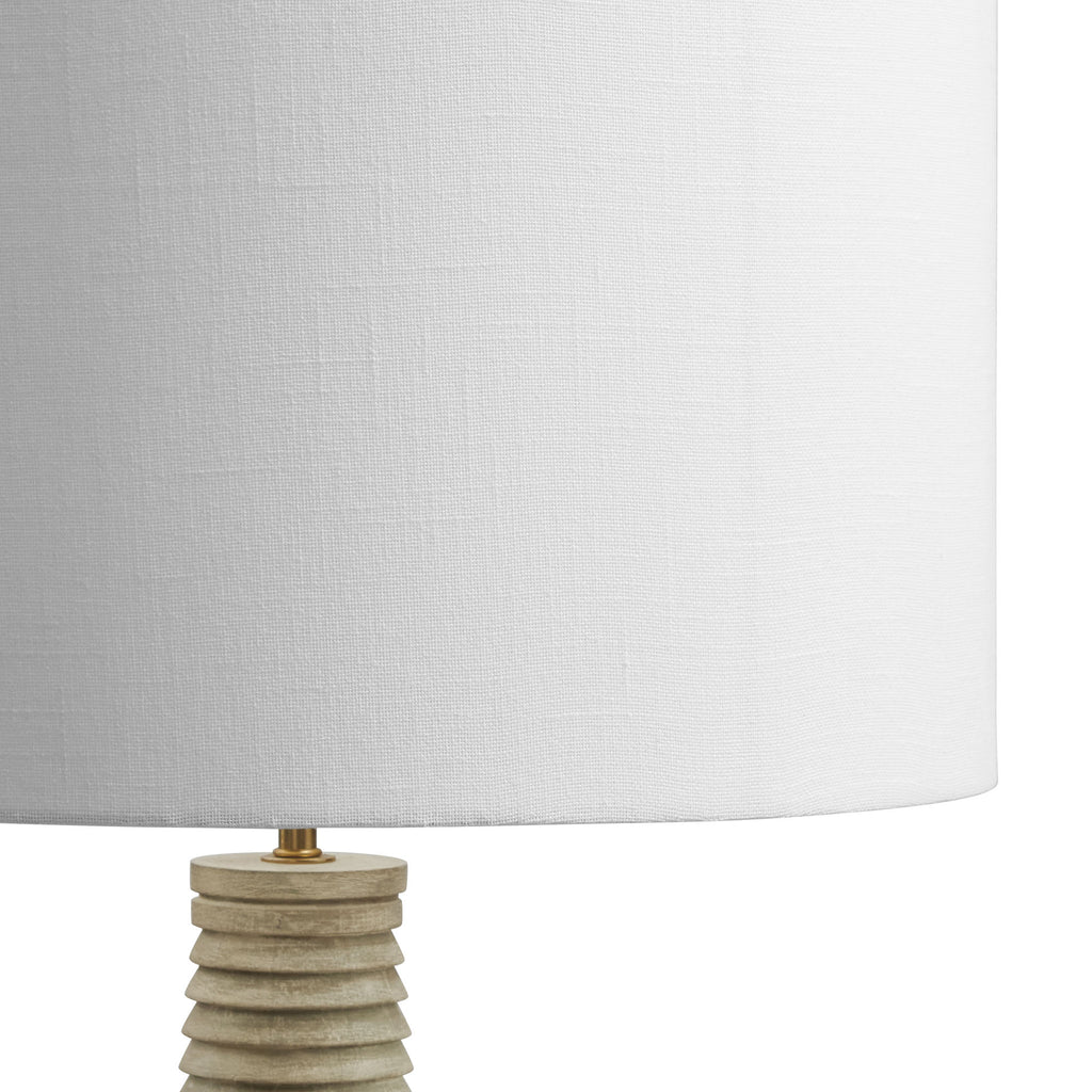 Saylor Carved Ribbed Wood Floor Lamp With Drum Shade - White Gray