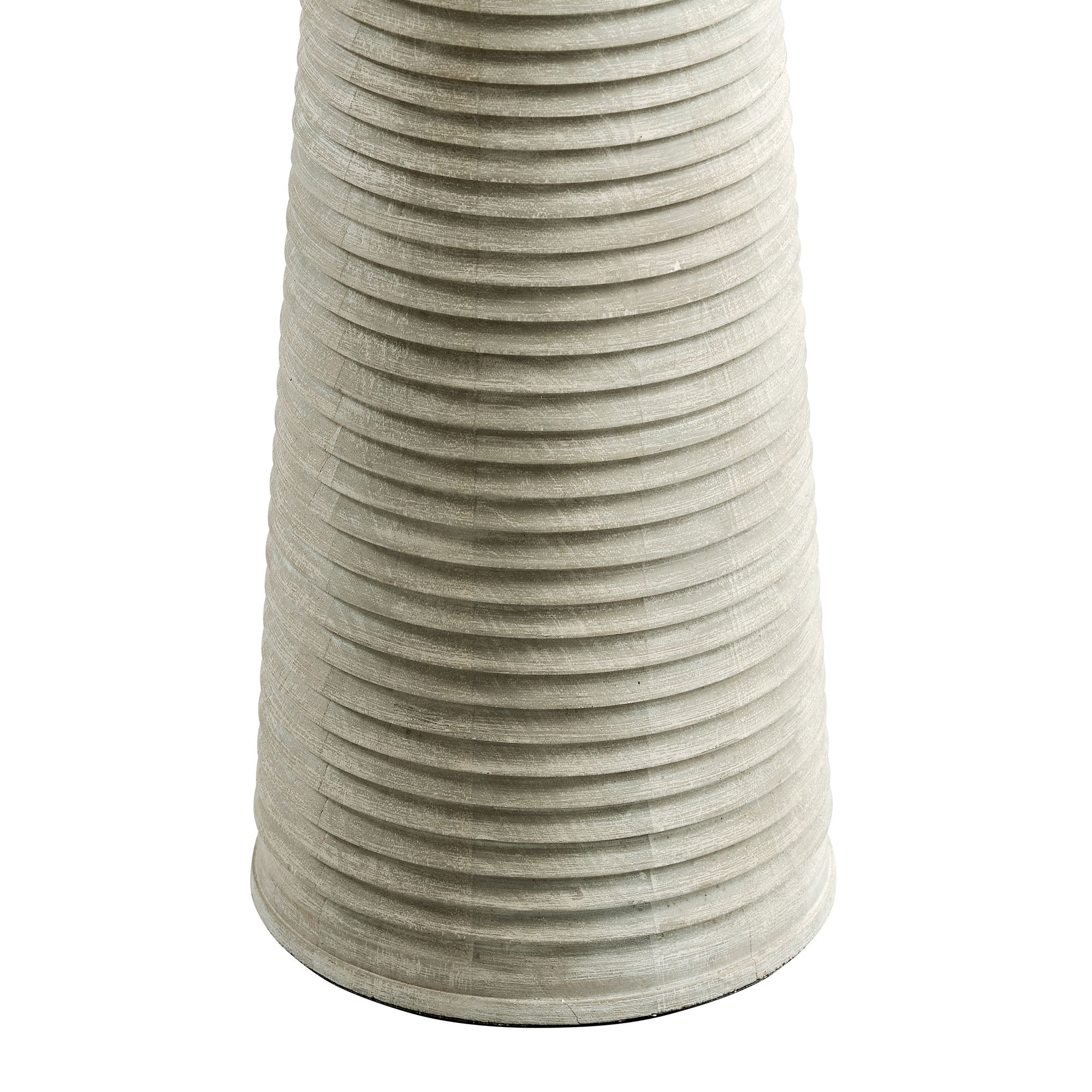 Saylor Carved Ribbed Wood Floor Lamp With Drum Shade - White Gray