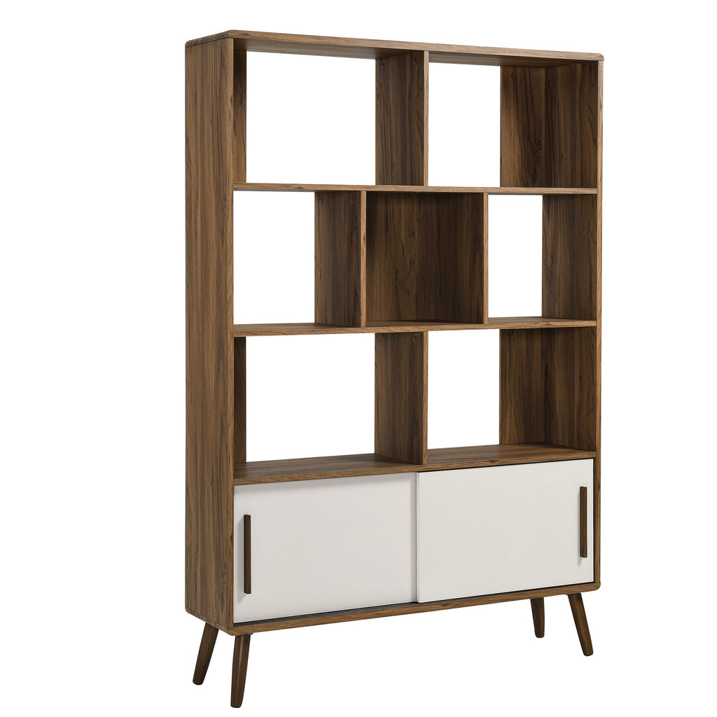 Transmit 45" Bookcase with Sliding Doors - Walnut Linen