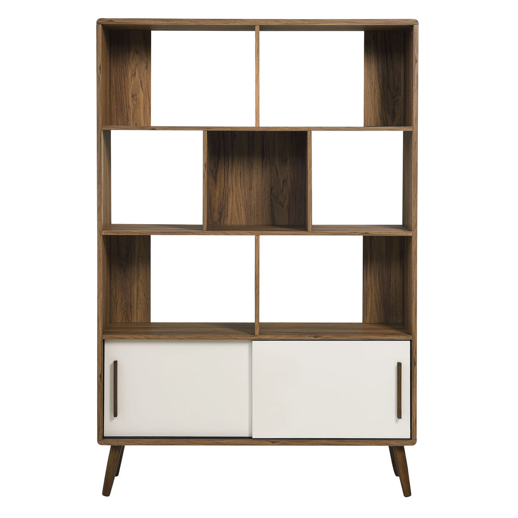 Transmit 45" Bookcase with Sliding Doors - Walnut Linen
