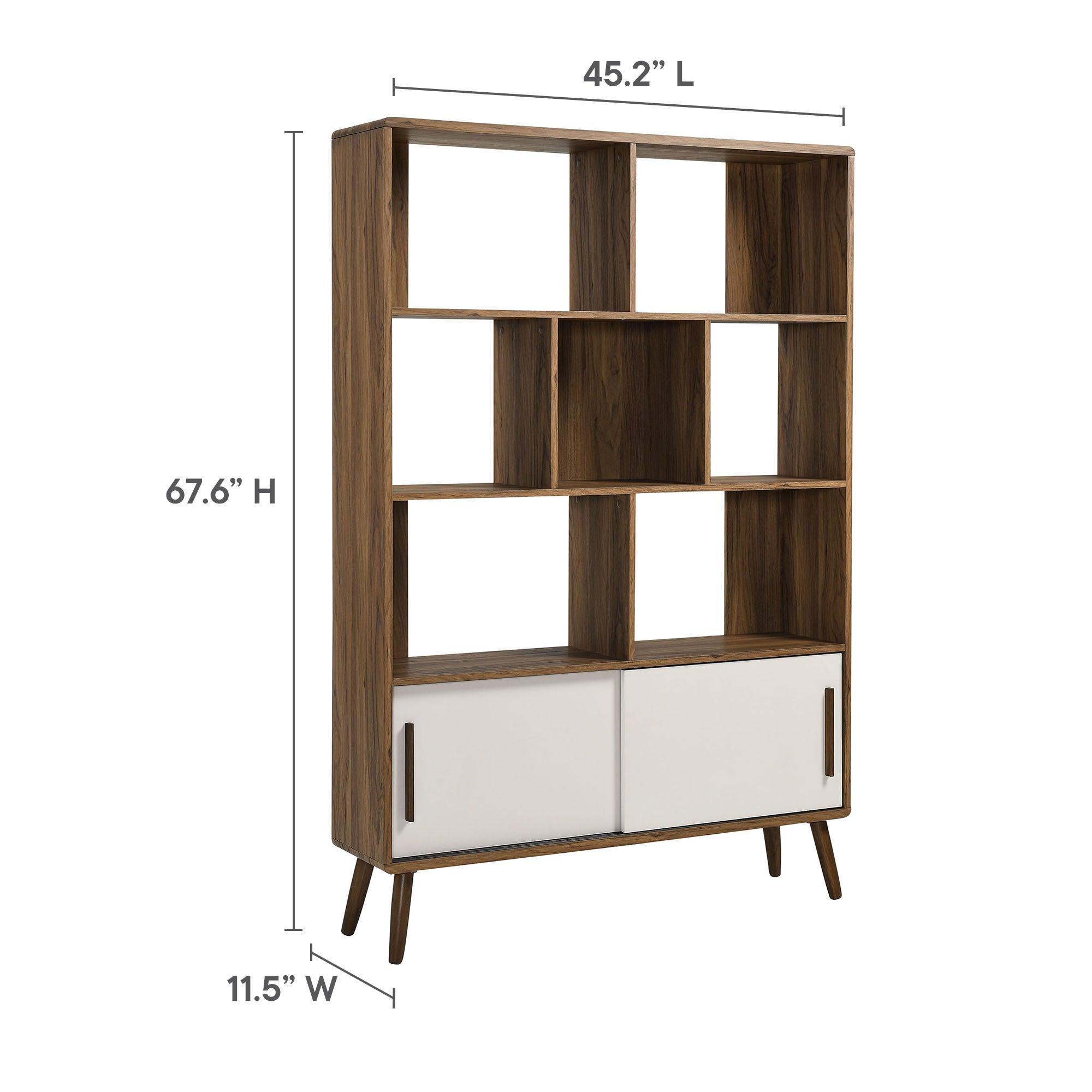 Transmit 45" Bookcase with Sliding Doors - Walnut Linen