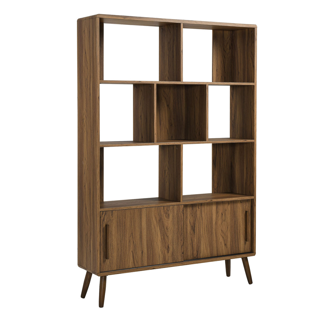 Transmit 45" Bookcase with Sliding Doors - Walnut