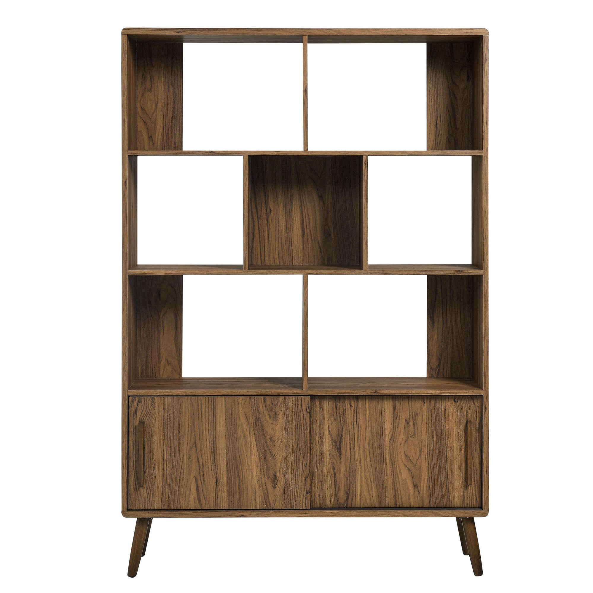 Transmit 45" Bookcase with Sliding Doors - Walnut