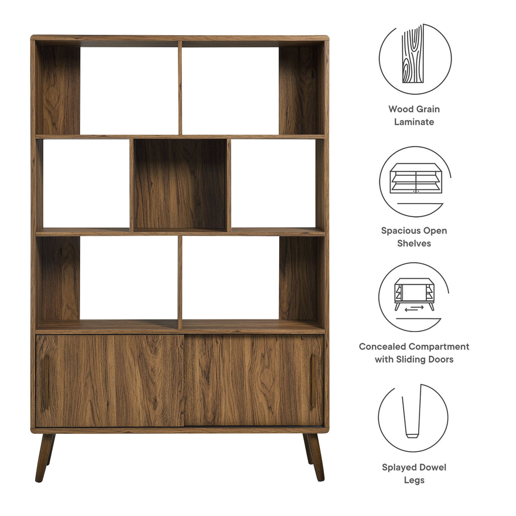 Transmit 45" Bookcase with Sliding Doors - Walnut