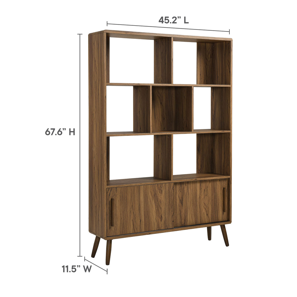 Transmit 45" Bookcase with Sliding Doors - Walnut