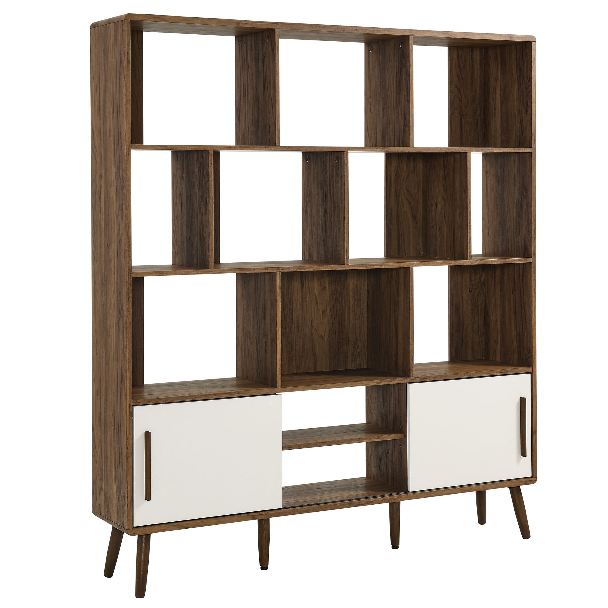 Transmit 59" Bookcase with Sliding Doors - Walnut Linen