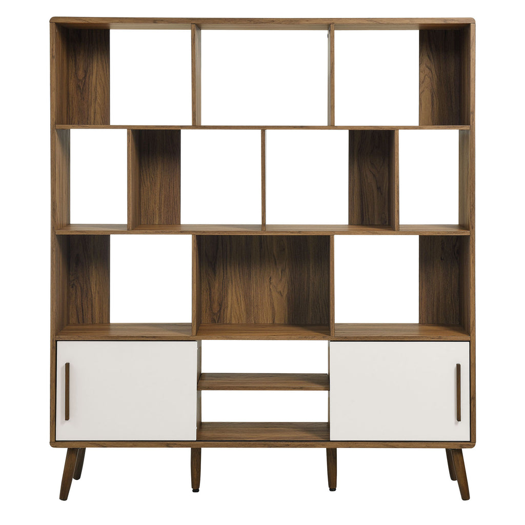 Transmit 59" Bookcase with Sliding Doors - Walnut Linen