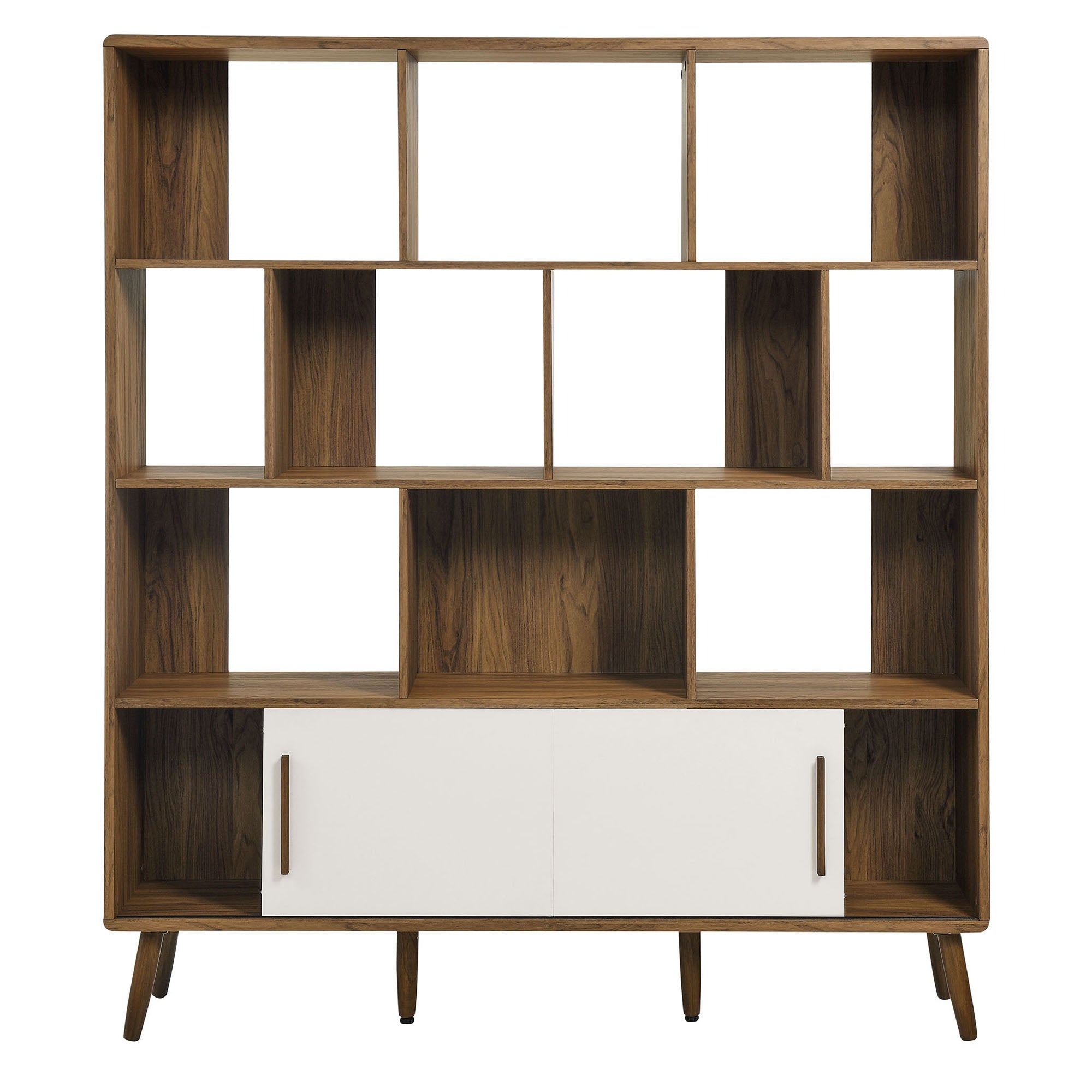 Transmit 59" Bookcase with Sliding Doors - Walnut Linen