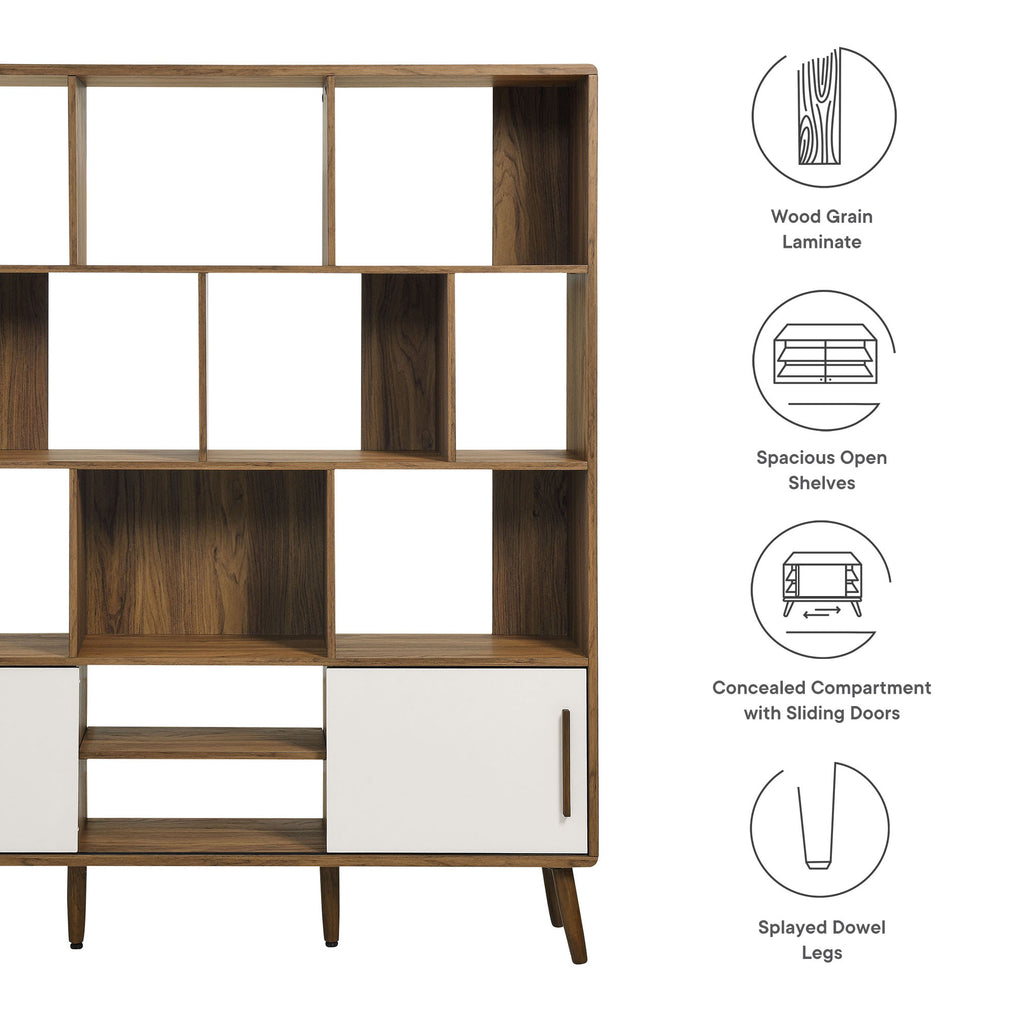 Transmit 59" Bookcase with Sliding Doors - Walnut Linen