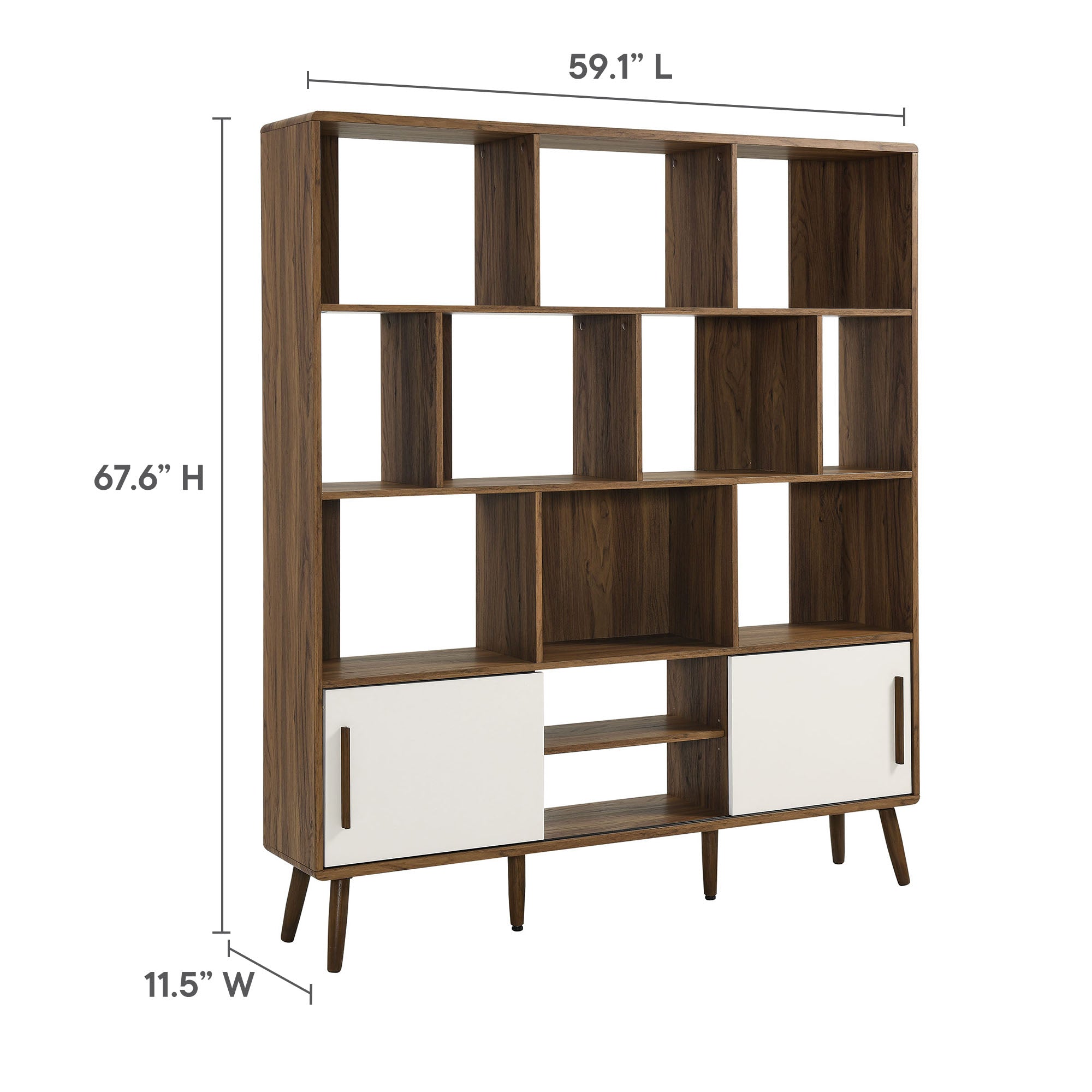 Transmit 59" Bookcase with Sliding Doors - Walnut Linen