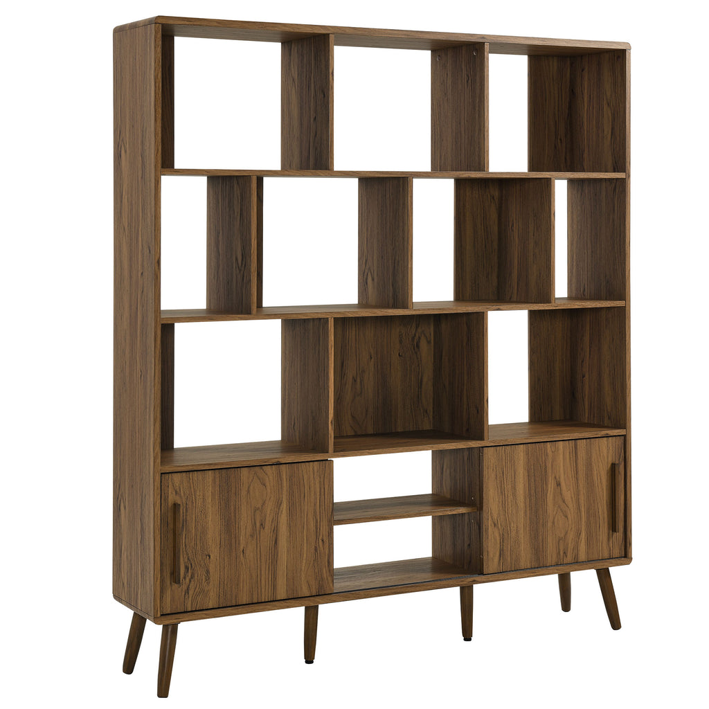 Transmit 59" Bookcase with Sliding Doors - Walnut