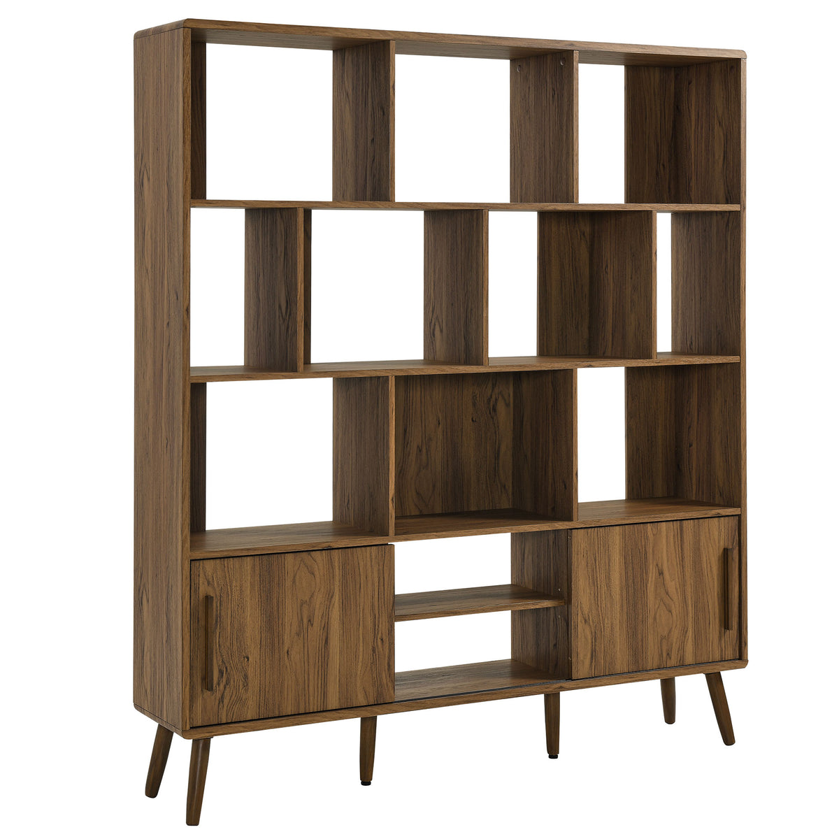 Transmit 59" Bookcase with Sliding Doors - Walnut