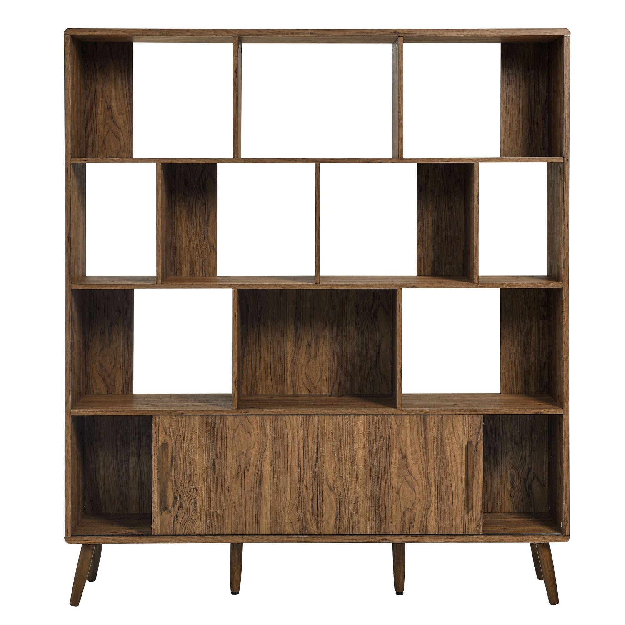 Transmit 59" Bookcase with Sliding Doors - Walnut