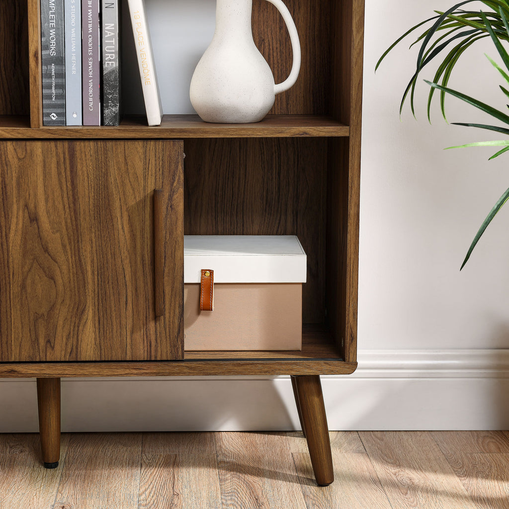 Transmit 59" Bookcase with Sliding Doors - Walnut
