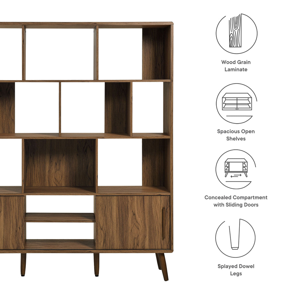 Transmit 59" Bookcase with Sliding Doors - Walnut