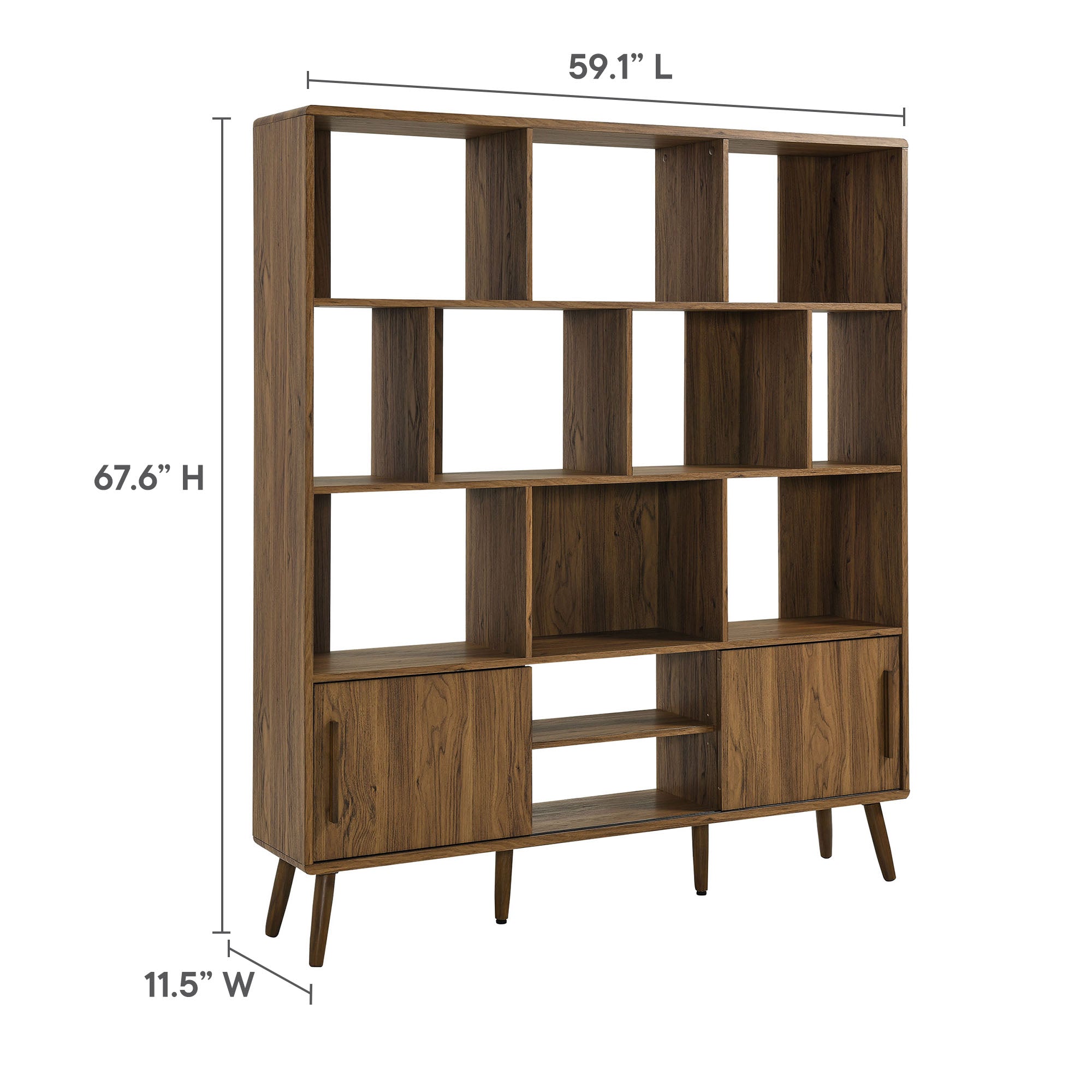 Transmit 59" Bookcase with Sliding Doors - Walnut