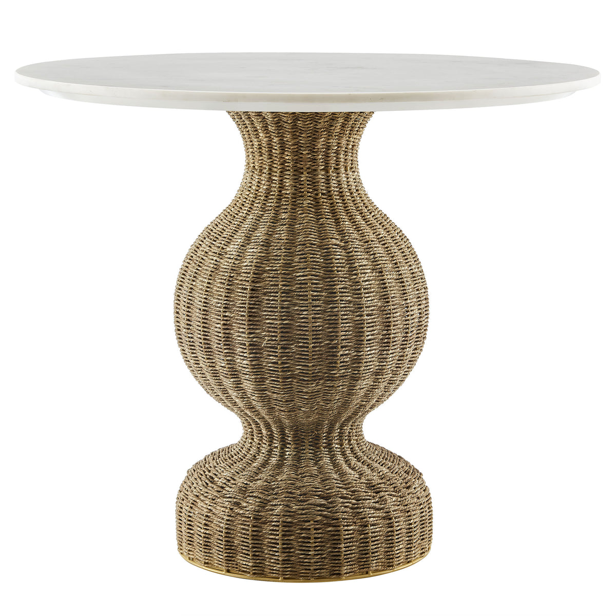 Zale 36" Marble and Seagrass Dining Table - White Natural