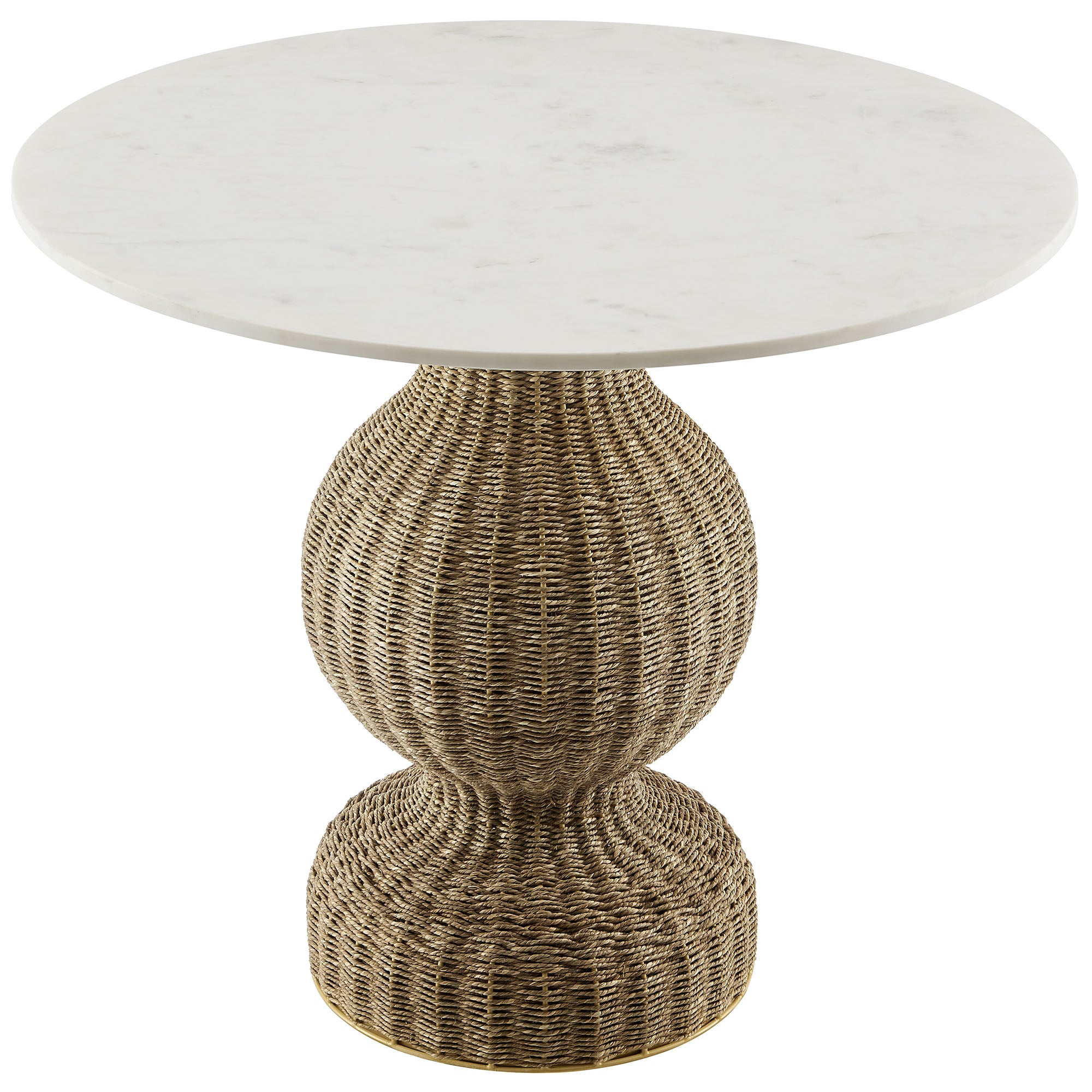 Zale 36" Marble and Seagrass Dining Table - White Natural