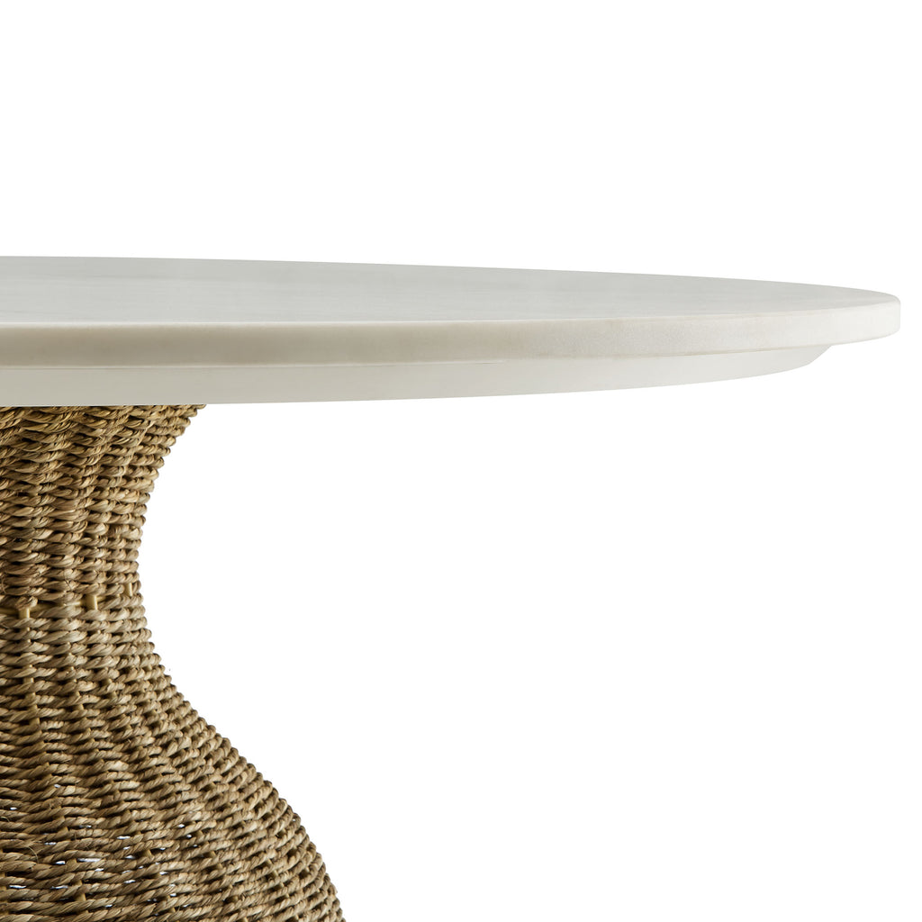 Zale 36" Marble and Seagrass Dining Table - White Natural