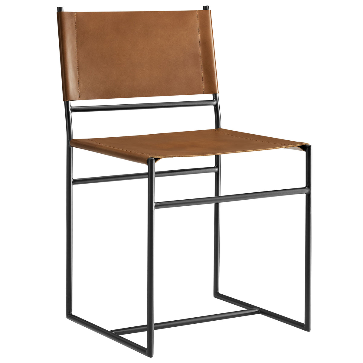Thatcher Leather and Metal Dining Chair - Tan