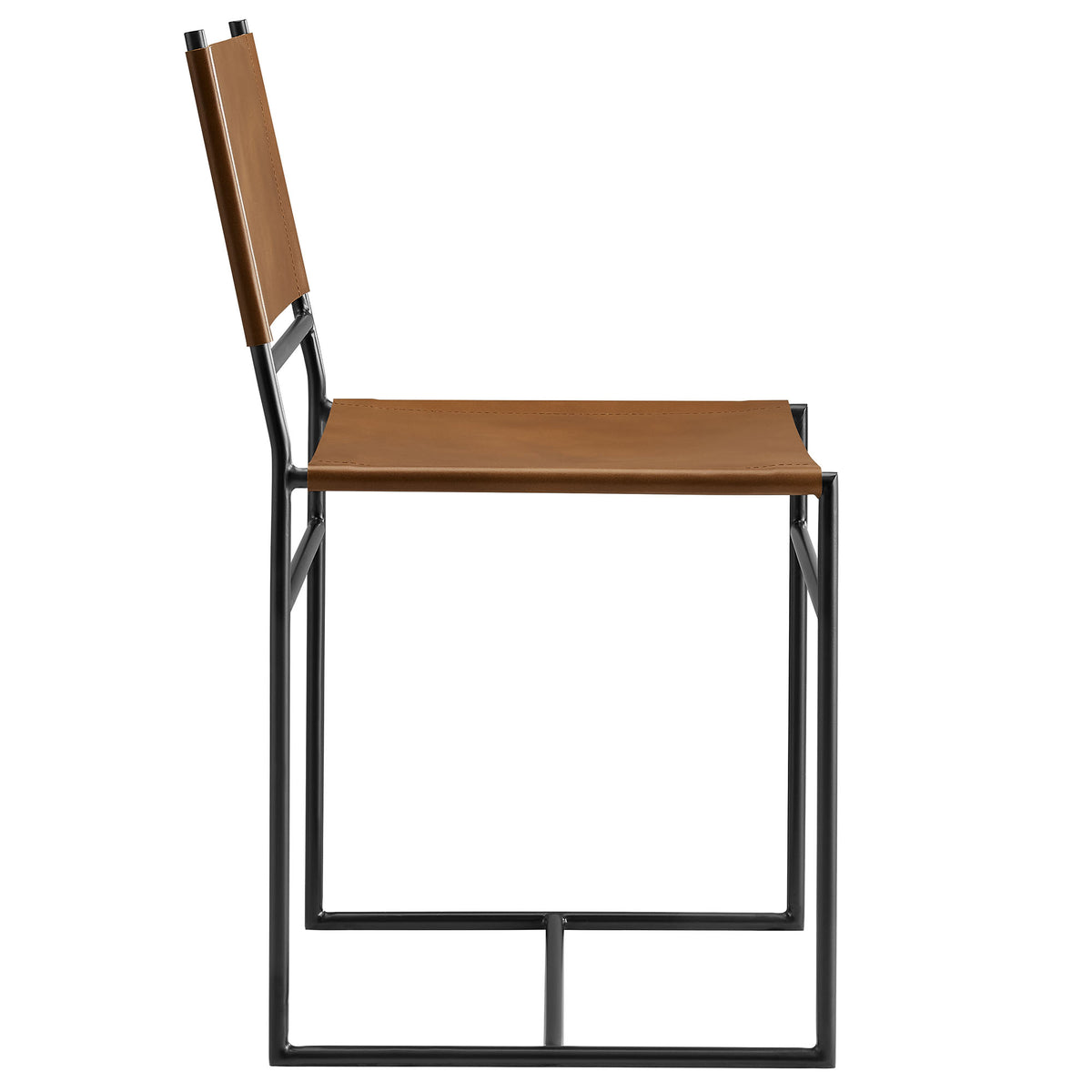 Thatcher Leather and Metal Dining Chair - Tan