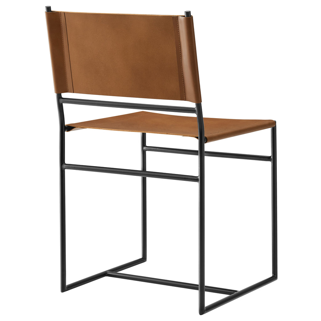 Thatcher Leather and Metal Dining Chair - Tan