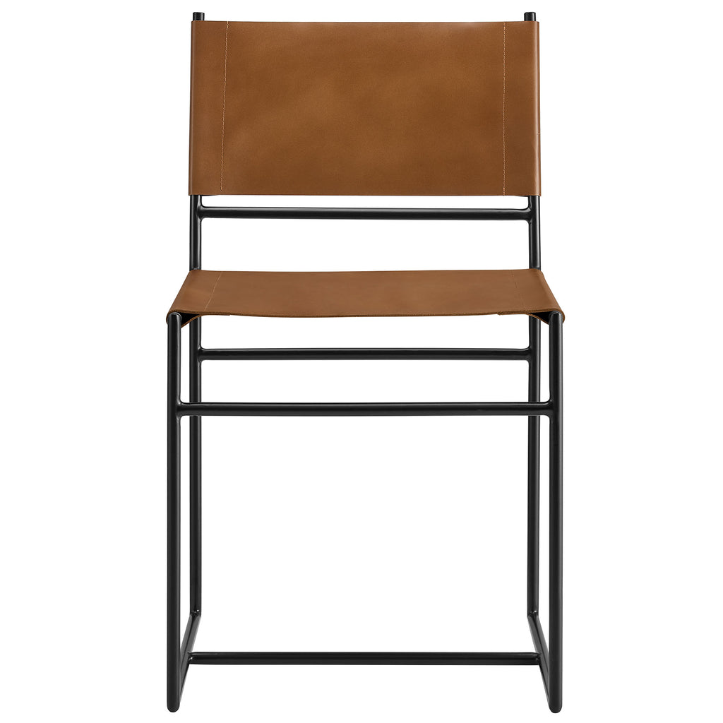 Thatcher Leather and Metal Dining Chair - Tan