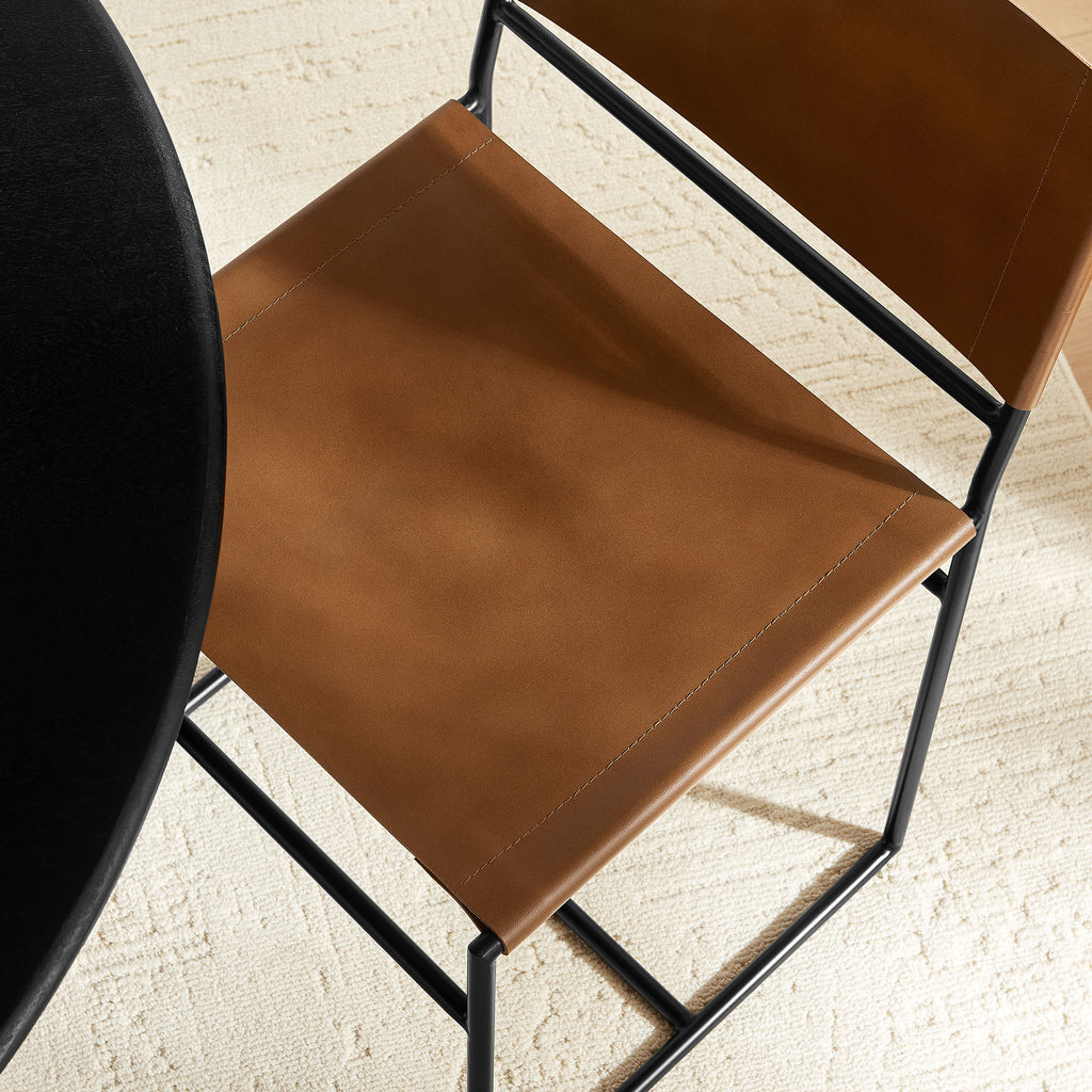 Thatcher Leather and Metal Dining Chair - Tan