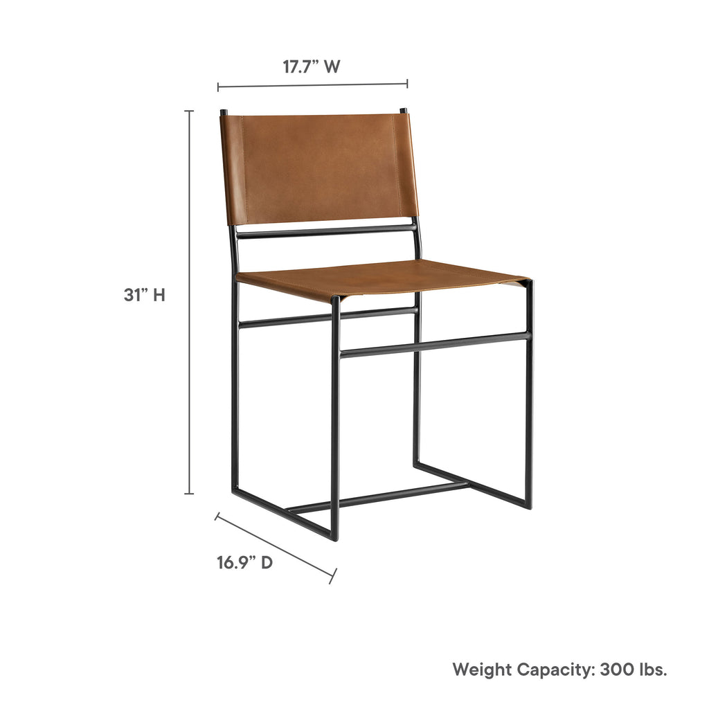 Thatcher Leather and Metal Dining Chair - Tan