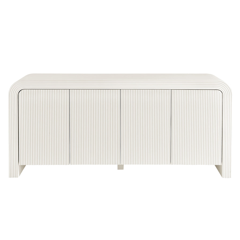Waterflute 70" Fluted Sideboard Cabinet - White Matte