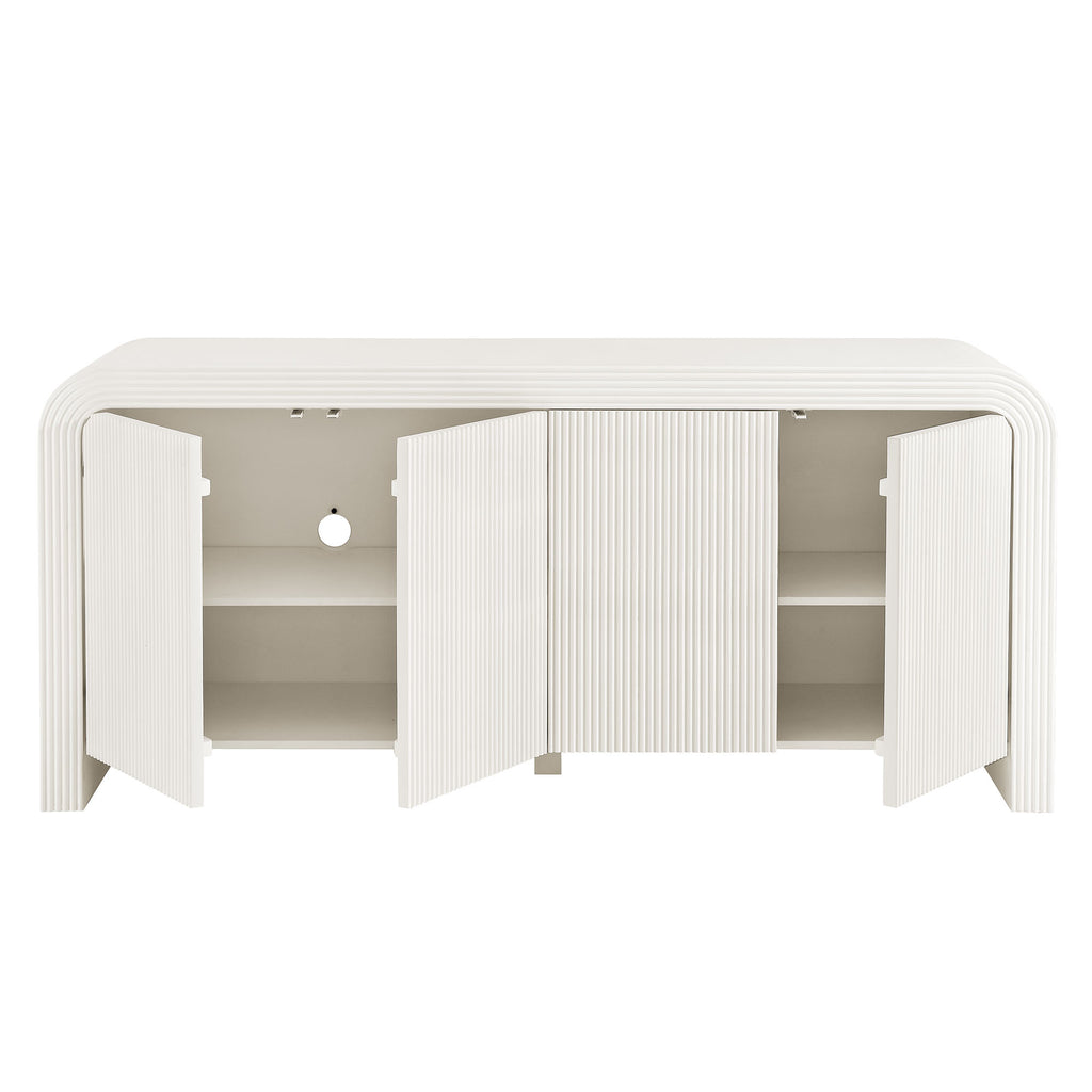 Waterflute 70" Fluted Sideboard Cabinet - White Matte