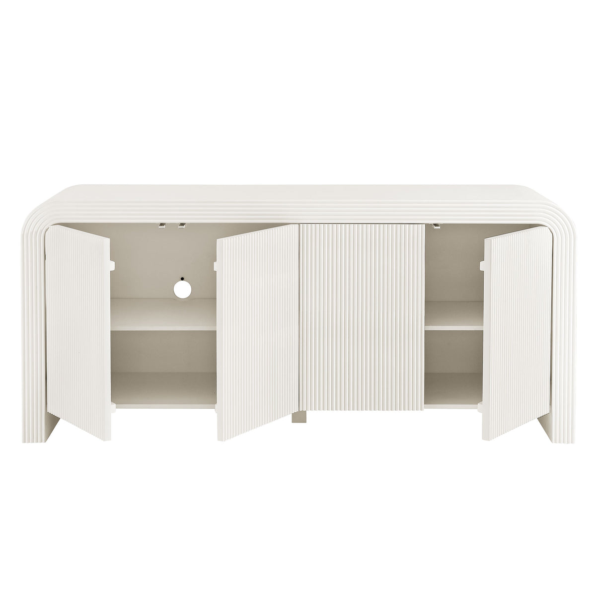 Waterflute 70" Fluted Sideboard Cabinet - White Matte