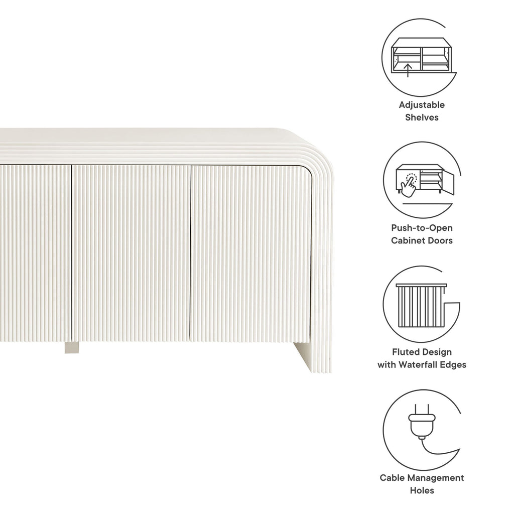 Waterflute 70" Fluted Sideboard Cabinet - White Matte