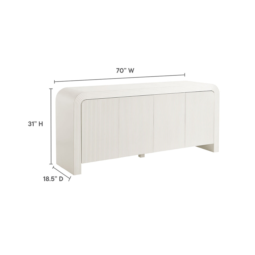 Waterflute 70" Fluted Sideboard Cabinet - White Matte