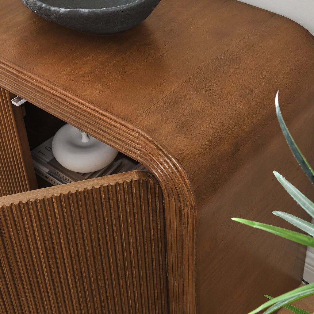 Waterflute 70" Fluted Sideboard Cabinet - Walnut