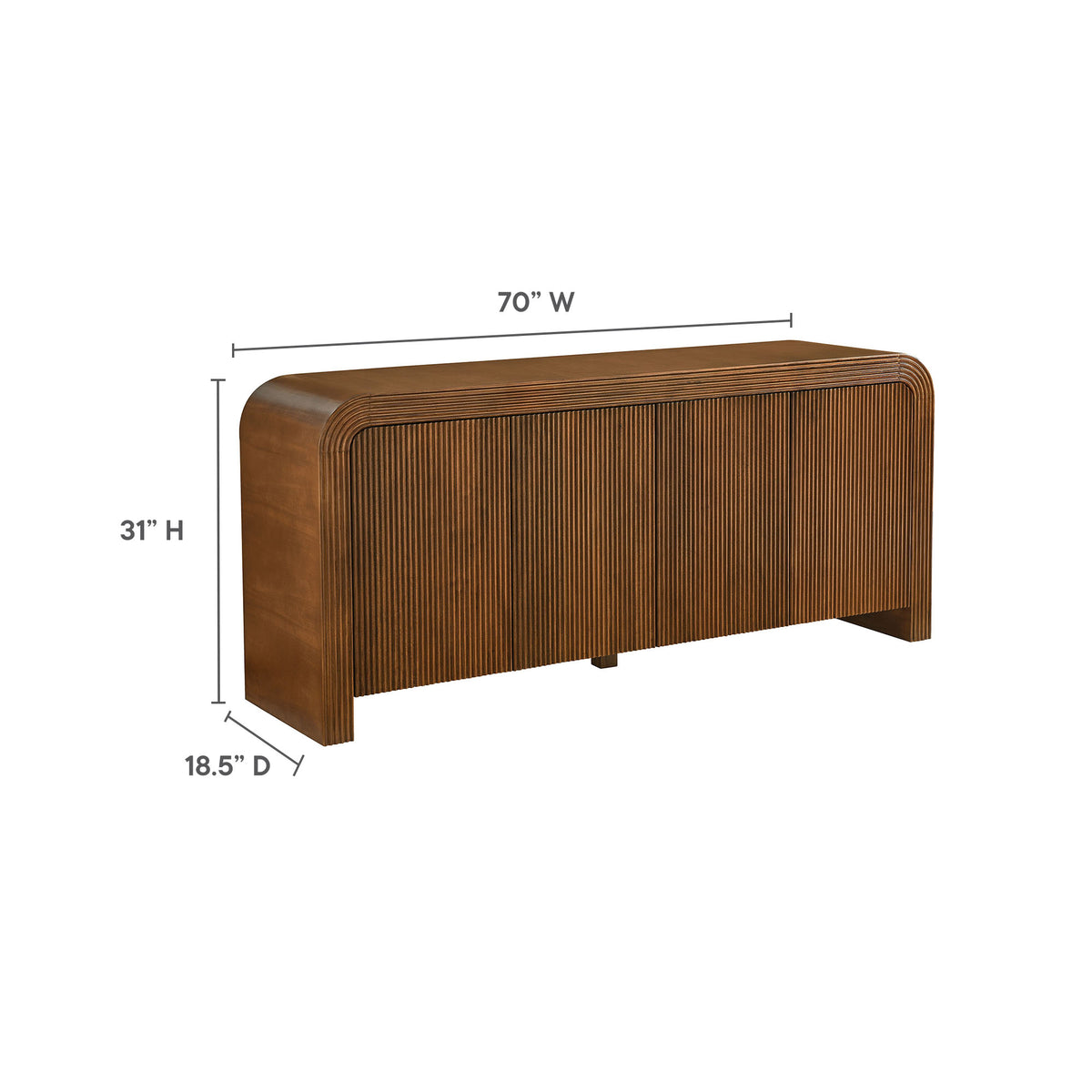 Waterflute 70" Fluted Sideboard Cabinet - Walnut