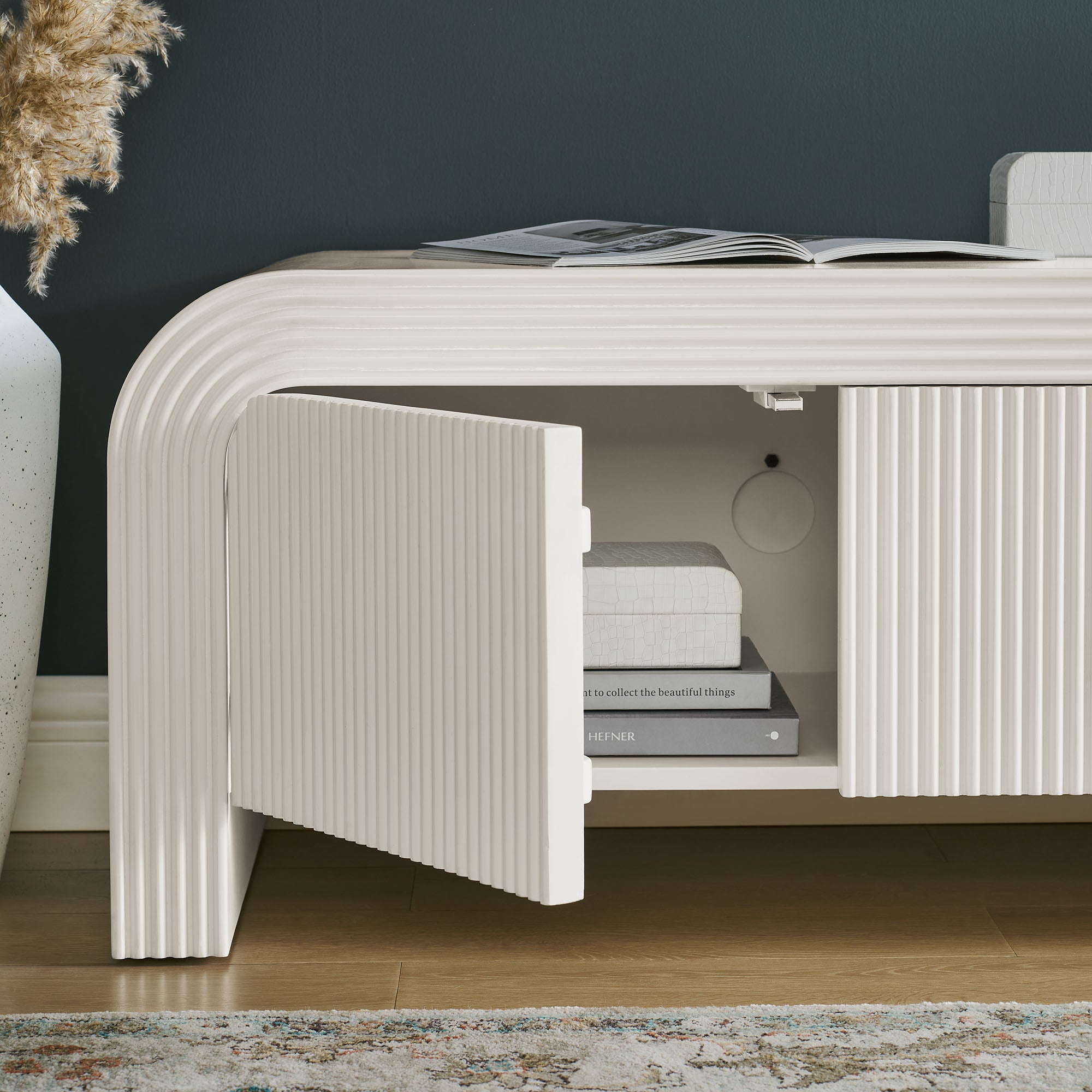 Waterflute 68" Fluted TV Stand - White Matte