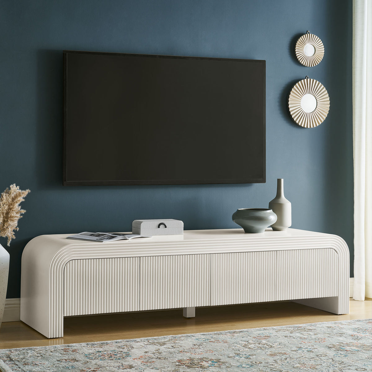 Waterflute 68" Fluted TV Stand - White Matte