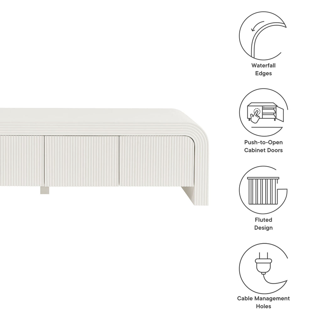 Waterflute 68" Fluted TV Stand - White Matte