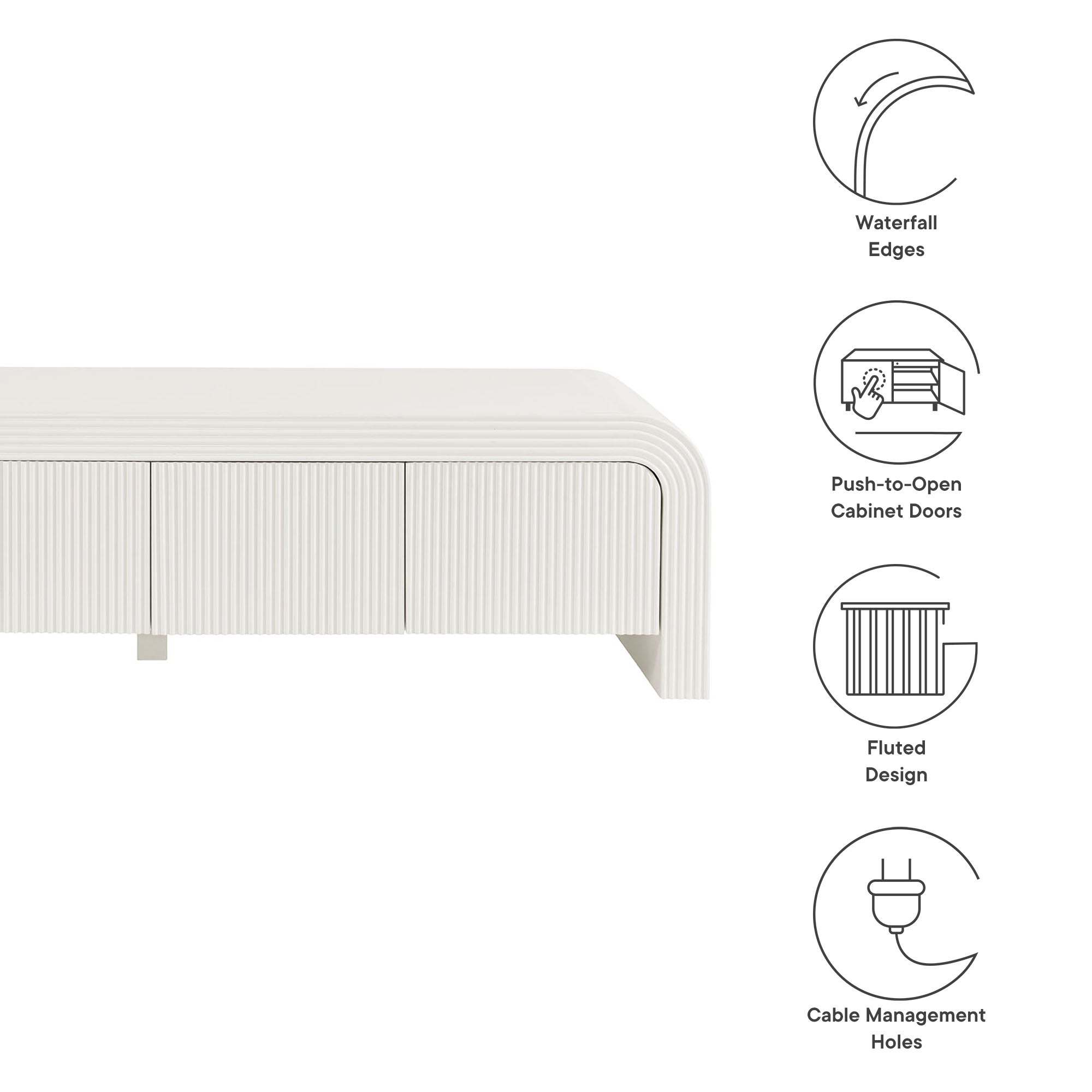 Waterflute 68" Fluted TV Stand - White Matte