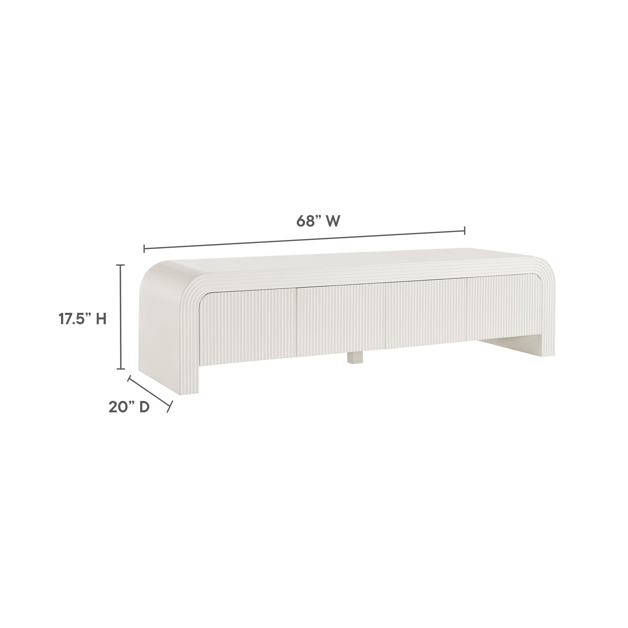 Waterflute 68" Fluted TV Stand - White Matte