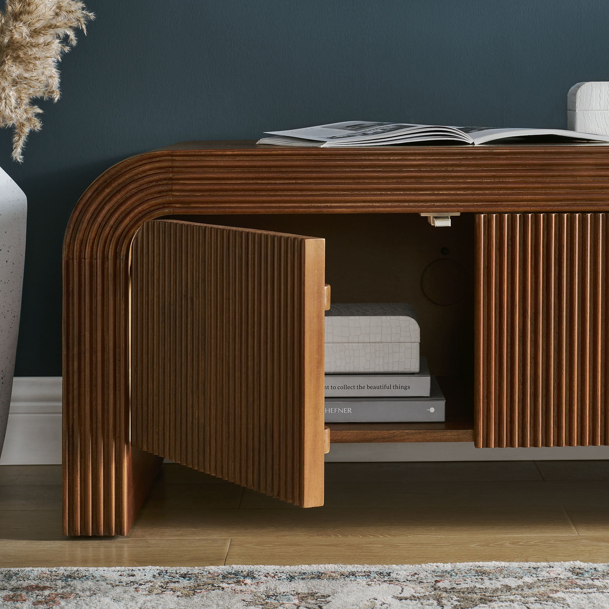 Waterflute 68" Fluted TV Stand - Walnut