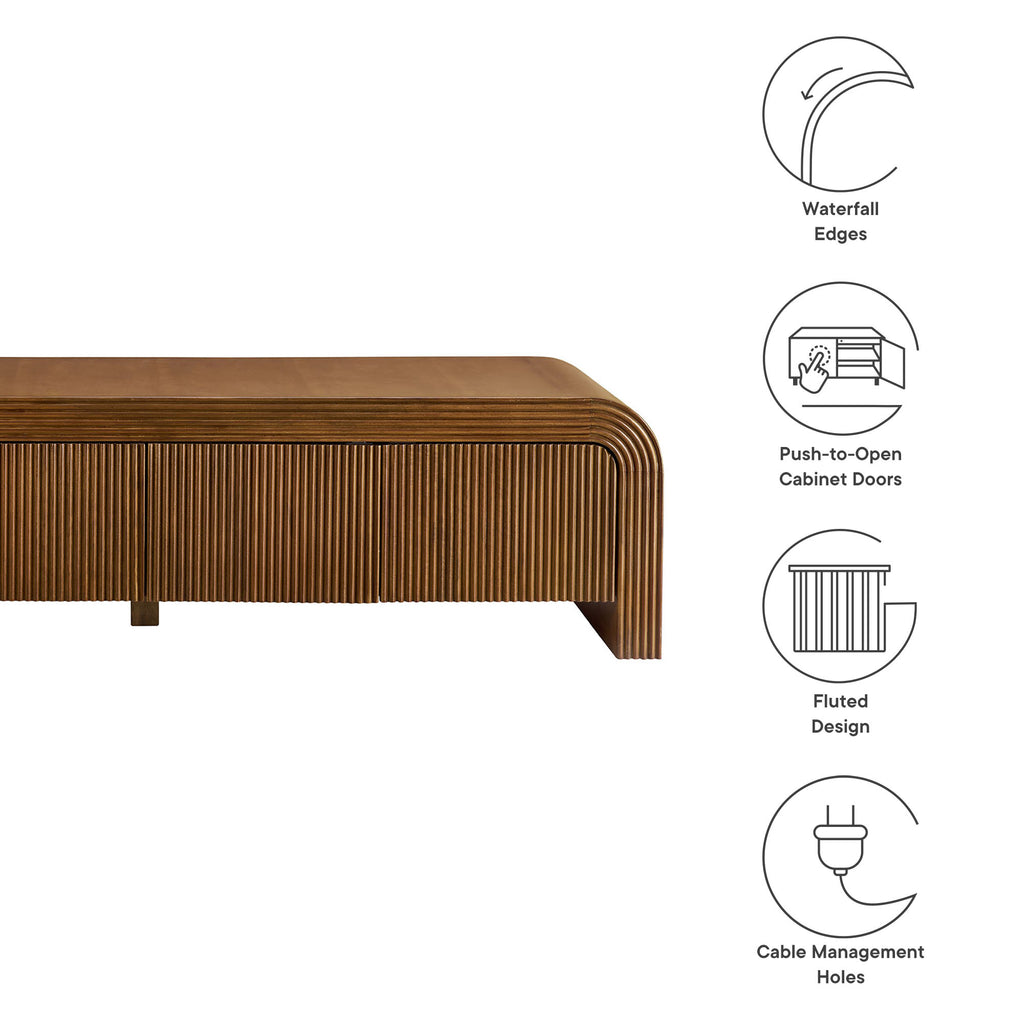 Waterflute 68" Fluted TV Stand - Walnut