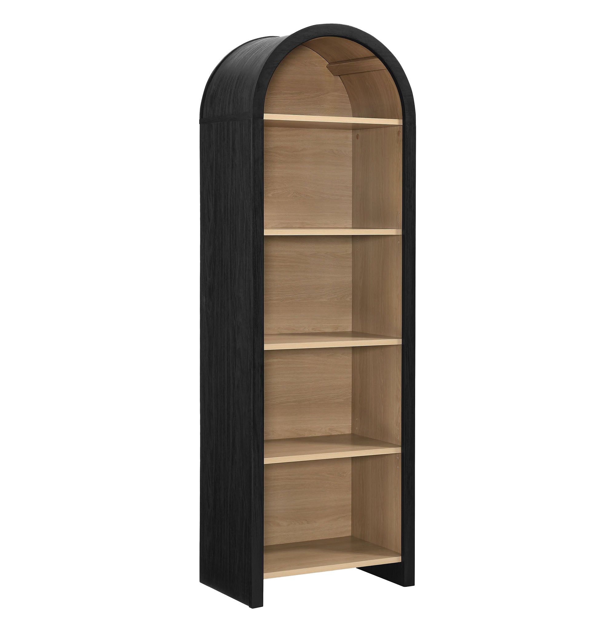 Evie Arched Narrow Bookcase Display Cabinet - Black