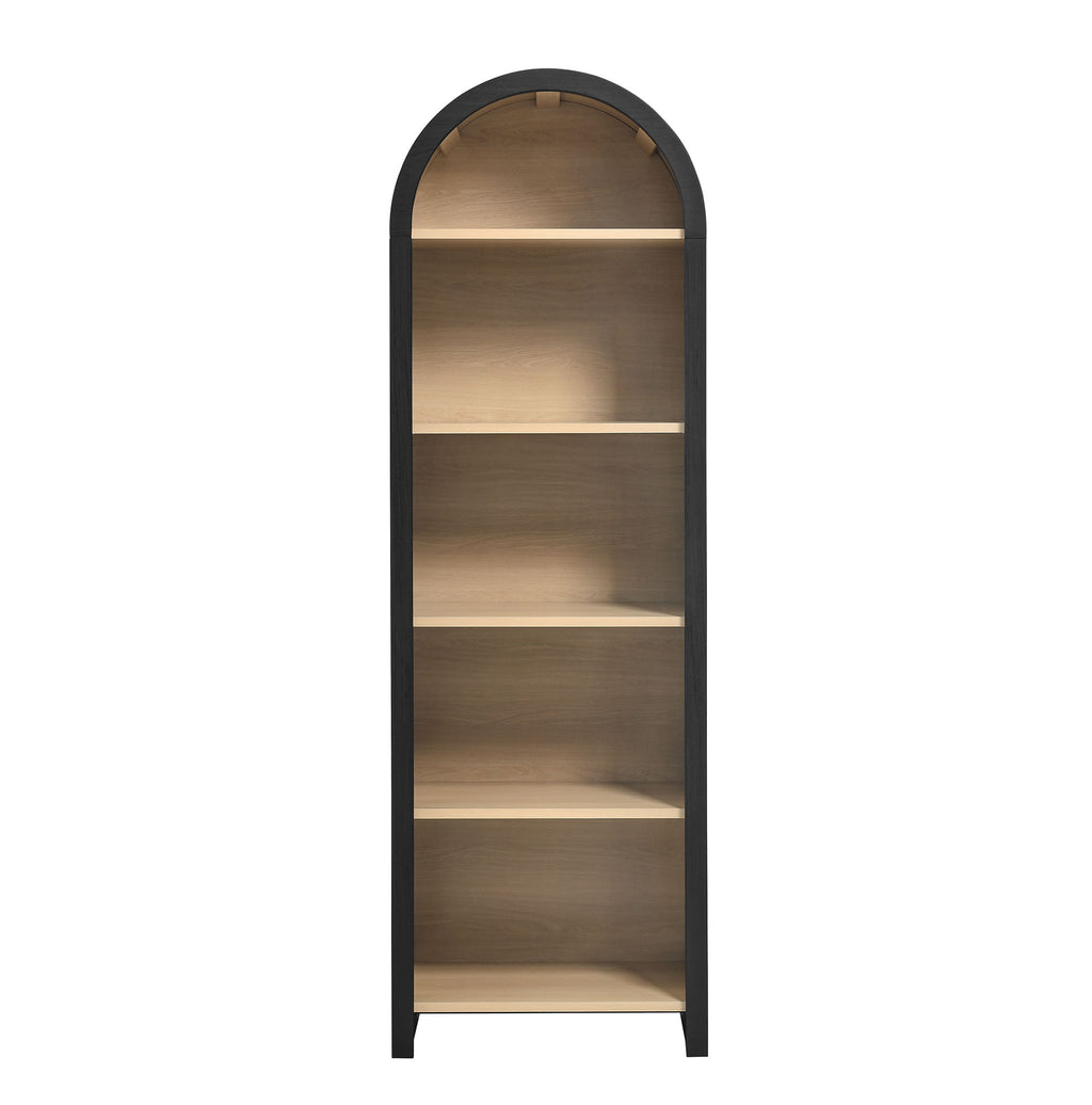 Evie Arched Narrow Bookcase Display Cabinet - Black