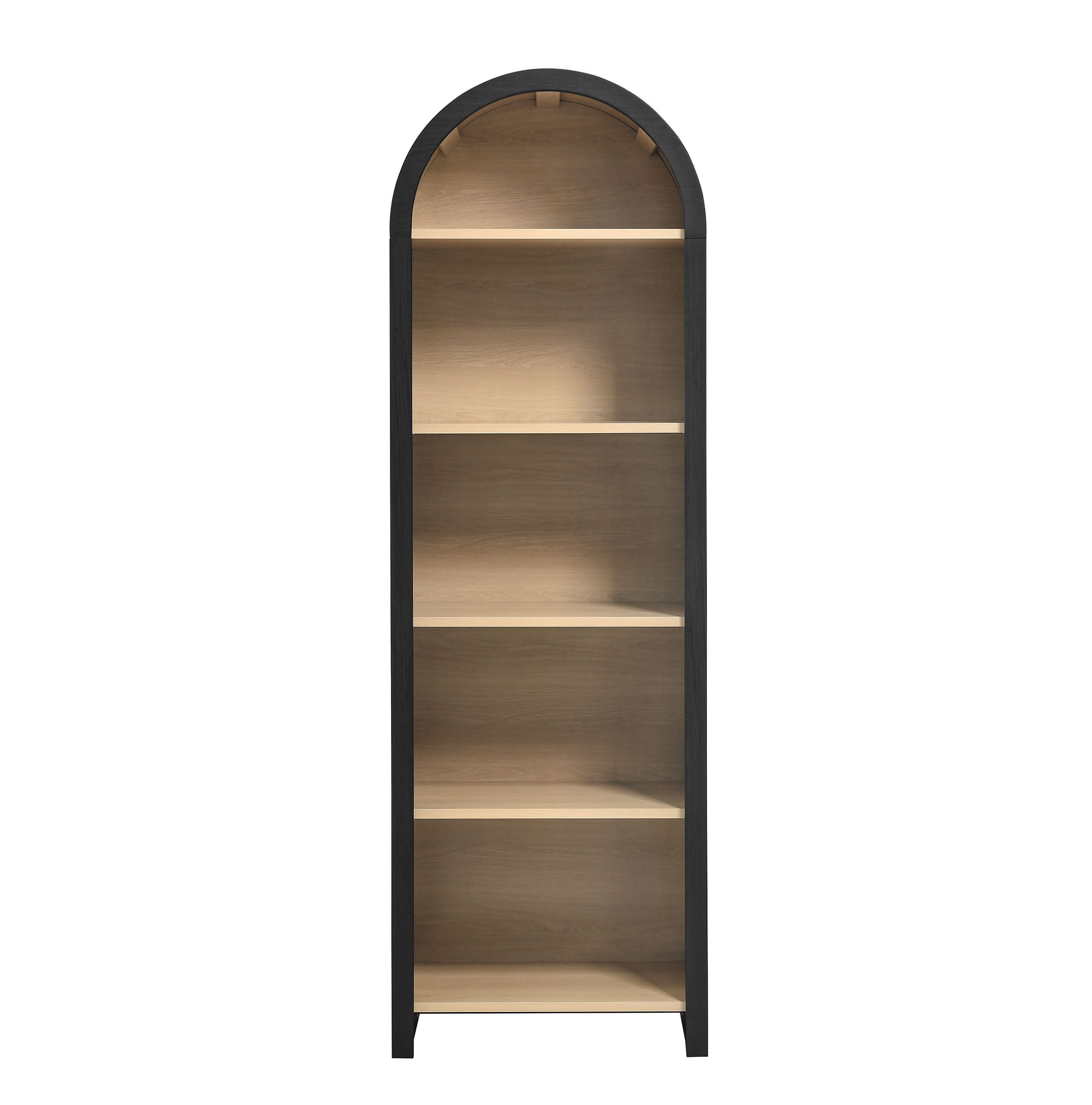 Evie Arched Narrow Bookcase Display Cabinet - Black