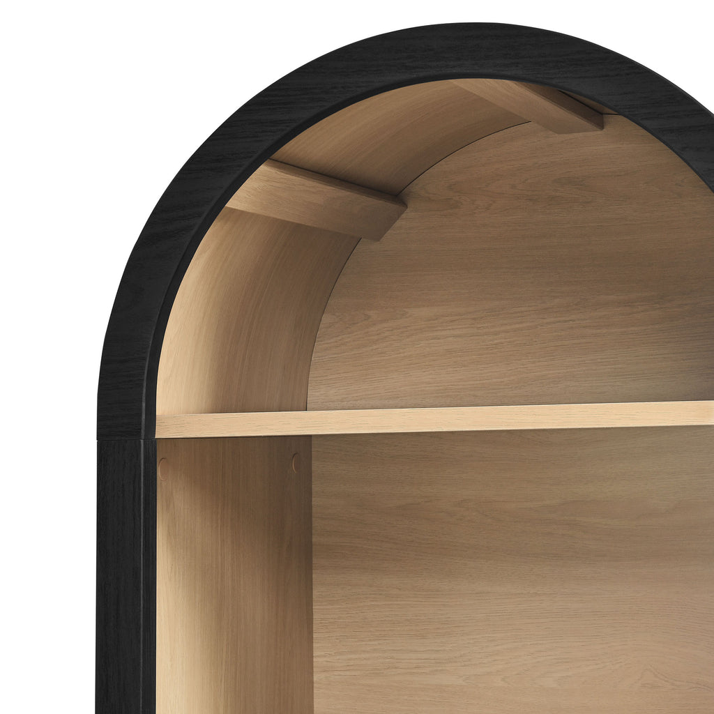 Evie Arched Narrow Bookcase Display Cabinet - Black