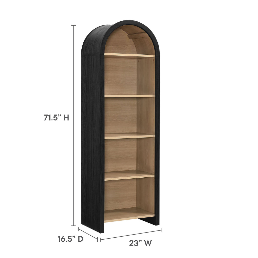 Evie Arched Narrow Bookcase Display Cabinet - Black