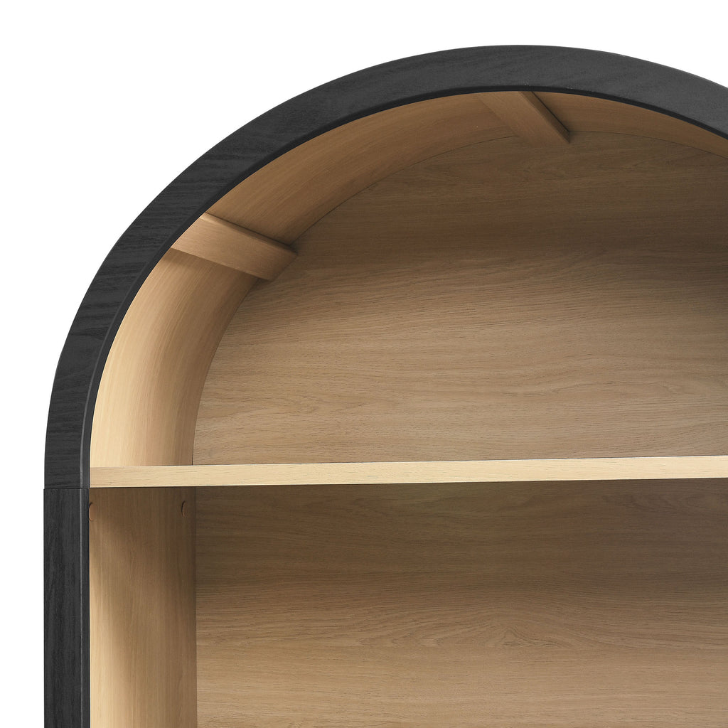 Evie Arched Wide Bookcase Display Cabinet - Black